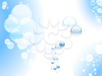Royalty Free Clipart Image of Water Bubbles on a Blue Background